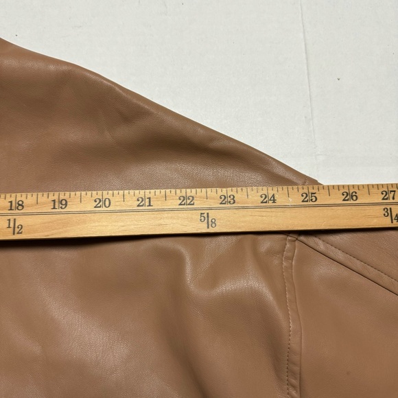 Aaron & Amber Faux Leather Shacket (Shirt Jacket) In Camel Brown Size: Large - Picture 9 of 13